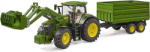 BRUDER John Deere 7R 350 with front loader and tandem axle transport trailer, model vehicle (03155) Figurina