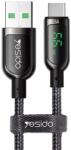 Yesido Cablu de Date USB la USB-C, Yesido CA85, Display Digital, Nylon Mesh, 1.2 Metri, Negru (YS-CA85)