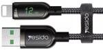 Yesido Cablu de Date USB la Lightning, Yesido CA84, Display Digital, Nylon Mesh, 1.2 Metri, Negru (YS-CA84)