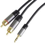 Basekit Cablu Audio Jack Stereo, Basekit, Jack 3.5mm la 2RCA Tata, 1.5/3/5m, Negru (KJQCIN)