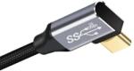 TechDelivery Cablu USB Type-C 90 Grade, 4K 60hz, Conectori Intariti, Protectie Mesh, 1 metru, Negru (TD-USH360-1M)