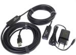 Basekit Cablu Extender Activ USB-A Tata la USB-A Mama si Incarcator, Basekit, 10 Metri, Negru (BK-KU3REP10)