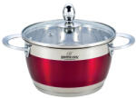BOHMANN Cratita din inox Bohmann, 5.9 l, 24 cm, capac sticla termorezistent, inclusiv inductie, Rosu (BH 1818-24-RD)