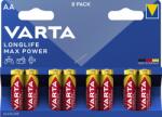 VARTA LONGLIFE Max POWER LR6, AA, mignon, ceruza elem 8db/csomag