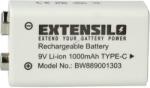 Extensilo 9V Block akku USB-C aljzat, 6F22, 6LR61, Li-Ion, 8.4V, 1000mAh kábel nélkül - Kiárusítás