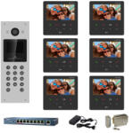 Hikvision Kit complet videointerfon IP Hikvision pentru 6 apartamente, 6 posturi de interior 4.3 inch