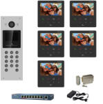 Hikvision Kit complet videointerfon IP Hikvision pentru 5 apartamente, 5 posturi de interior 4.3 inch