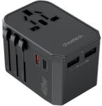 Choetech TÖLTŐ USB-C*2+A*2(45W, fekete, travel, US, UK, EU, AU), Choetech (PD6045) - nyomtassingyen
