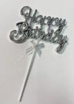  Tortadísz Happy Birthday - ezüst
