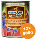 Happy&Fit Natural Dog Konzerv Senior Bárány & Marha Zabliszttel & Lenmagolajjal 12x800g