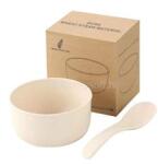 TOO KT-111-V bézs búzaszalma műanyag tál/kanál készlet, 11.3×6 cm (KT-111-V) (KT-111-V)