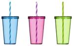 SOLMAZER IRIS Mix Coloured pohár szívószállal 660ml, kék, rózsaszín vagy zöld színű 161447-000P (161447-000P) - bestbyte