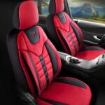 Panda Set Huse Scaune Auto pentru Fiat 500 - Panda Toronto, tip Alcantara, cu fermoare pentru bancheta rabatabila, rosu negru, 11 piese