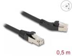 Delock Cablu de retea RJ45 6A S/FTP drept/unghi stanga 45 grade 0.5m Negru, Delock 80598 (80598)