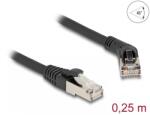 Delock Cablu de retea RJ45 6A S/FTP drept/unghi 45 grade dreapta 0.25m Negru, Delock 80487 (80487)