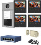 Hikvision Videointerfon IP Hikvision 4 familii, 4 monitoare 4.3 inch, kit complet