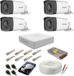 Hikvision Sistem supraveghere complet Hikvision, 2MP, 4 camere , IR 80m