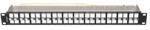Lanberg Üres patch panel 48 port 1U 19" FTP, árnyékolt, tehermentesítővel (fekete) (PPKS-1248-B) (PPKS-1248-B)