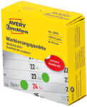 Avery Etikett címke, o19mm, tekercses jelölőpont adagoló dobozban 250 címke/doboz, Avery zöld - delfinbuvar
