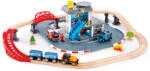 Hape Set de joaca trenulet din lemn cu servicii de urgenta Hape 55 piese (E3736A) Trenulet