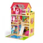 ECOTOYS Casuta de papusi inalta din lemn cu mobilier si piscina Ecotoys (EDIW06A333E) Casuta papusi