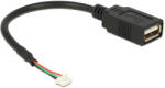 Delock USB 2.0-s csatlakozóval ellátott kábel, 1, 25 mm, 4 tűs USB 2.0 A-típusú csatlakozó 15cm