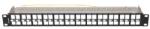 Lanberg Üres patch panel 48 port 1U 19" FTP, árnyékolt, tehermentesítővel, fekete PPKS-1248-B (PPKS-1248-B)