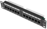 Lanberg PPU6-9012-B 10" 1U 12port Cat. 6 UTP árnyékolatlan fekete patch panel (PPU6-9012-B)