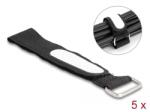 Delock Tépőzáras kábelkötegelő horoggal és feliratozható felülettel Hx 203 mm és Sz 20 mm 5 db. fekete (d19606)