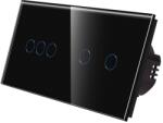 Luxion Intrerupator Triplu + Dublu cu Touch din Sticla LUXION, Negru, LX-ST-301/201-B (LX-ST-301/201-B)