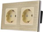 Luxion Priza Dubla LUXION cu rama din aluminiu, Auriu, LX-2MP010A-G (LX-2MP010A-G)