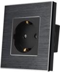 Luxion Priza Simpla LUXION cu rama din aluminiu, Negru, LX-1MP010A-B (LX-1MP010A-B)