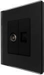 Luxion Priza TV + Internet cu Rama din Sticla LUXION, Negru, LX-MP026/25G-B (LX-MP026/25G-B)