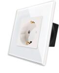 Luxion Priza Simpla LUXION cu Rama din Sticla, Alb, LX-1MP010G-W (LX-1MP010G-W)