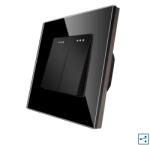 Luxion Intrerupator Dublu Cap Scara Mecanic LUXION cu Rama din Sticla, Negru, LX-MP005GF-B (LX-MP005GF-B)