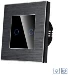 Luxion Intrerupator Dublu cu Variator si Touch din Sticla si Rama de Aluminiu LUXION, RF433, Negru, LX-MT-RD201A-B (LX-MT-RD201A-B)