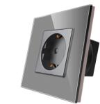 Luxion Priza Simpla LUXION cu Rama din Sticla, Gri, LX-1MP010G-GY (LX-1MP010G-GY)