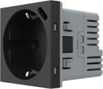 LIVOLO Modul Priza Schuko + USB-C LIVOLO, Standard German - Serie Noua, Negru, C7-VL-FCTF16A. UC18W-2BP (C7-VL-FCTF16A.UC18W-2BP)