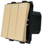 Luxion Modul Intrerupator Triplu Mecanic LUXION, Auriu, LX-MP006G (LX-MP006G)