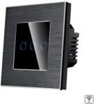 Luxion Intrerupator Triplu Wi-Fi cu Touch din Sticla si Rama de Aluminiu LUXION, Negru, LX-WT2-301A-B (LX-WT2-301A-B)
