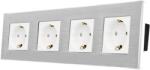 Luxion Priza Cvadrupla LUXION cu rama din aluminiu, Alb, LX-4MP010A-W (LX-4MP010A-W)