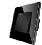 Luxion Intrerupator Dublu Mecanic LUXION cu Rama din Sticla, Negru, LX-MP004GF-B (LX-MP004GF-B)