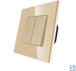 Luxion Intrerupator Dublu Cap Scara Mecanic LUXION cu Rama din Sticla, Auriu, LX-MP005GF-G (LX-MP005GF-G)