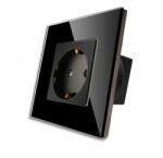 Luxion Priza Simpla LUXION cu Rama din Sticla, Negru, LX-1MP010G-B (LX-1MP010G-B)