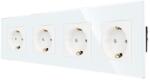Luxion Priza Cvadrupla LUXION cu rama din sticla, Alb, LX-4MP010G-W (LX-4MP010G-W)