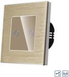 Luxion Intrerupator Dublu Cap Scara / Cruce cu Touch din Sticla si Rama de Aluminiu LUXION, RF433, Auriu, LX-MT-R202A-G (LX-MT-R202A-G)