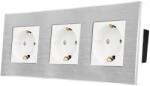 Luxion Priza Tripla LUXION cu rama din aluminiu, Alb, LX-3MP010A-W (LX-3MP010A-W)