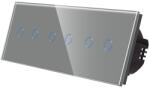 Luxion Intrerupator Dublu + Dublu + Dublu cu Touch din Sticla LUXION, Gri, LX-ST-201/201/201-GY (LX-ST-201/201/201-GY)