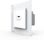 LIVOLO Priza USB Tip C Livolo cu Rama din Sticla, Alb, VL-FCUC-2WP-11 (VL-FCUC-2WP-11)
