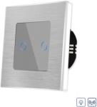 Luxion Intrerupator Dublu cu Variator si Touch din Sticla si Rama de Aluminiu LUXION, RF433, Gri, LX-MT-RD201A-GY (LX-MT-RD201A-GY)